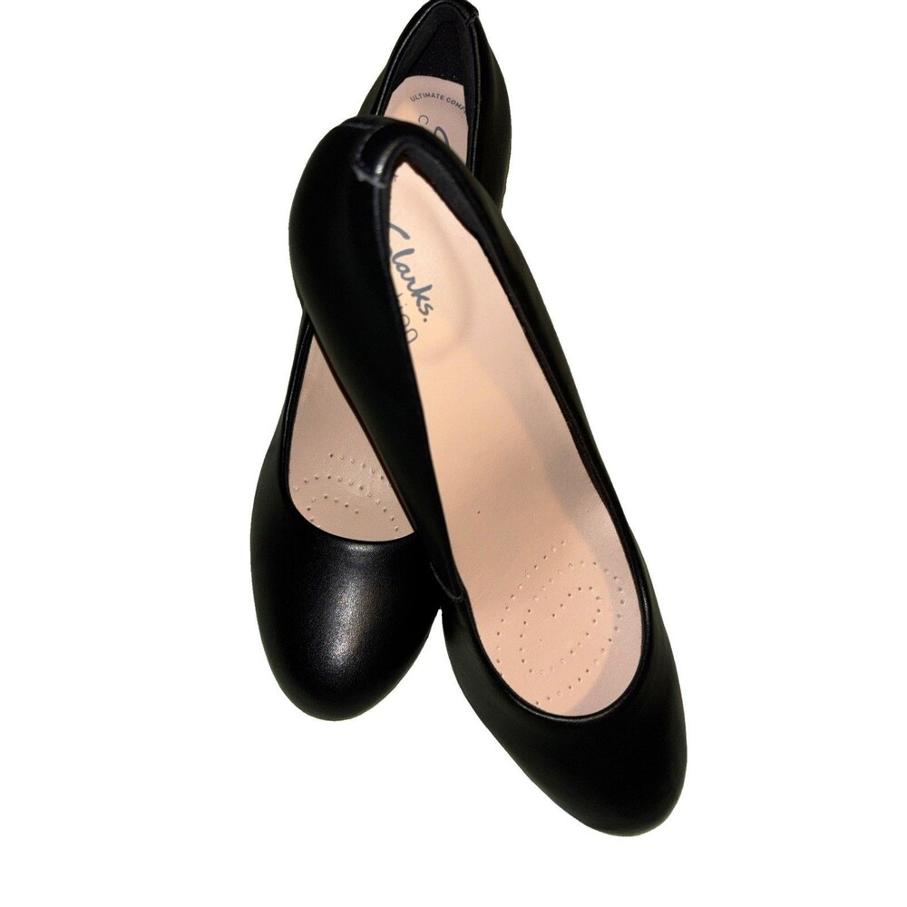 Clarks Women's Adriel Viola Dress Pump Black Leather Sz 10